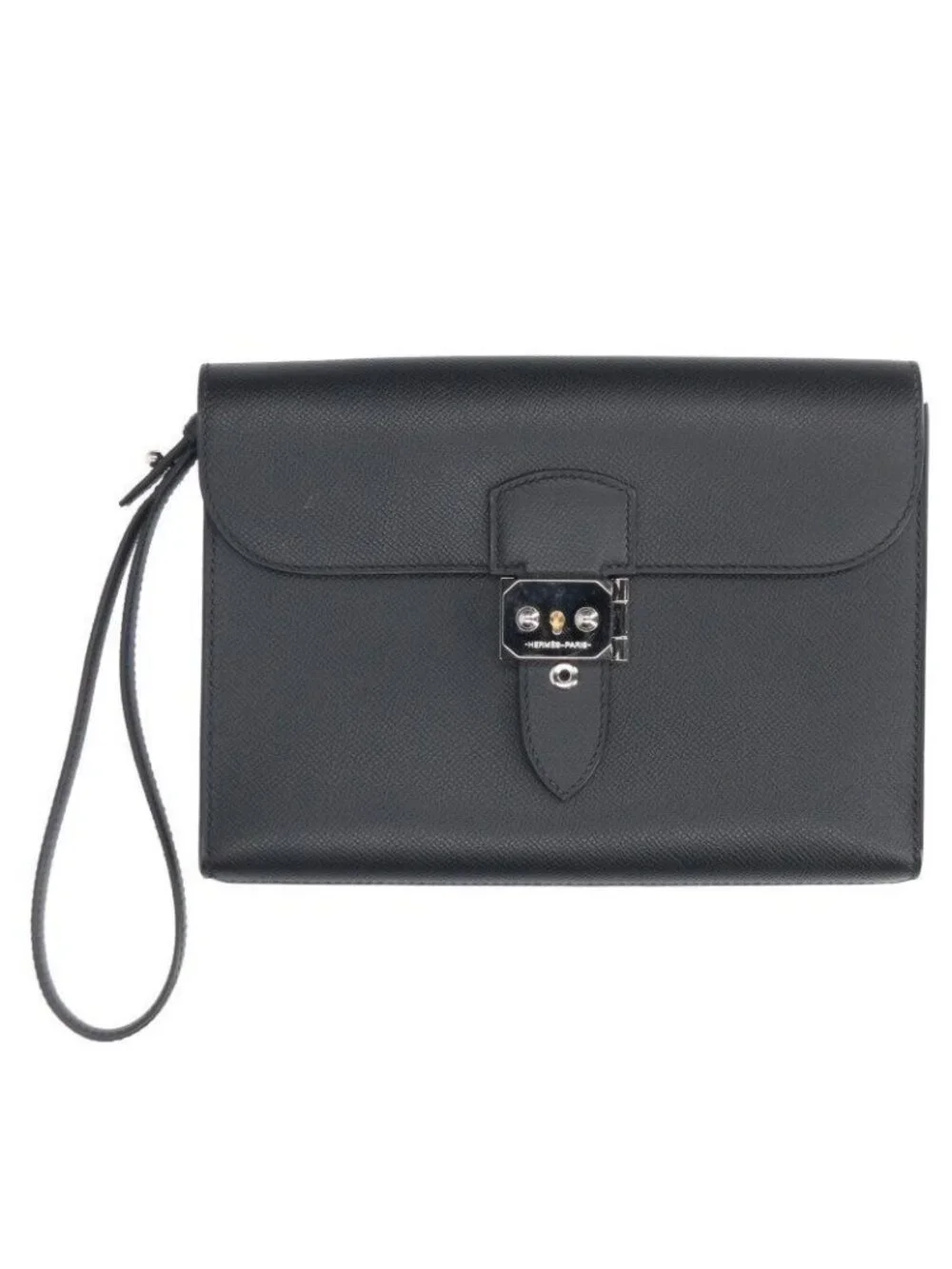 Hermes Sac Depeches 24 Veau Epsom Black Clutch Bag